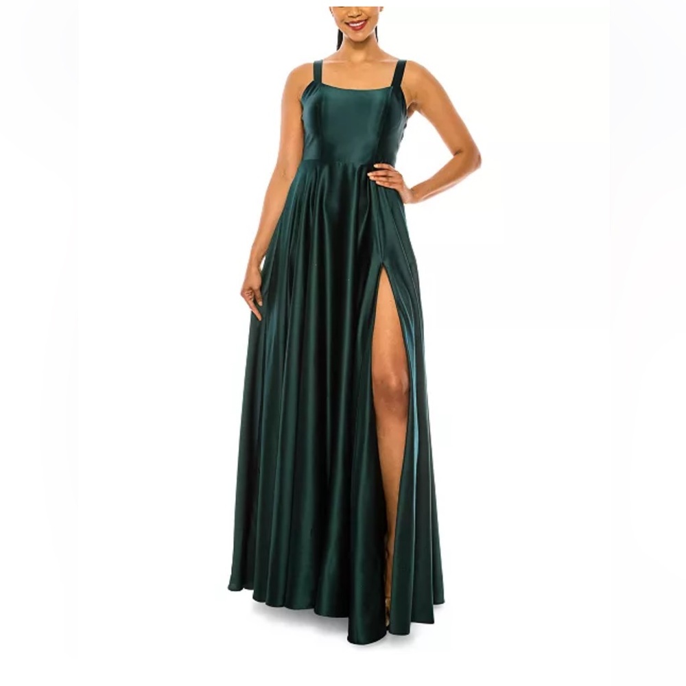 B Darlin Dark Green Maxi Dress